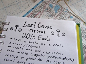 I drafted the goals in my handy dandy  notebook that I keep Lost Cause Revival everything in.